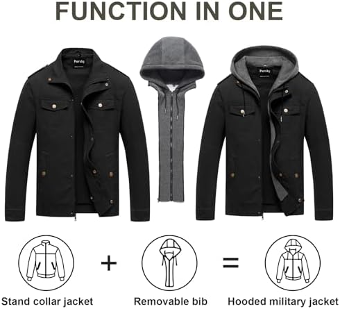 Pursky Mens Military Jacket Fall Weather Ready