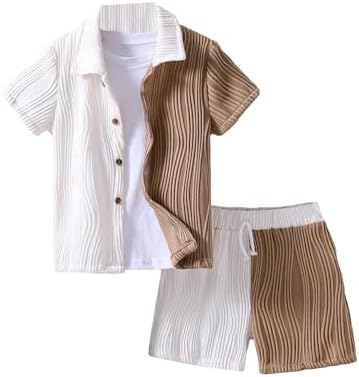 SweatyRocks Boys Two-Piece Button Down Shorts Set
