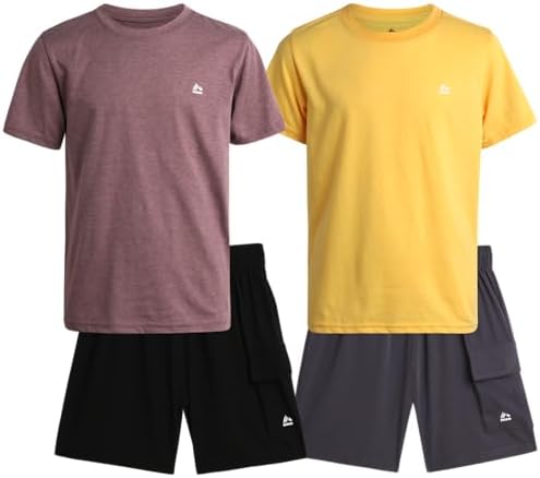 RBX Boys Active Shorts Set 4-Piece Summer Active Clothing Set