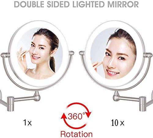 Wall-Mounted Makeup Mirror 360-Degree Rotation for Cosmetics and Grooming