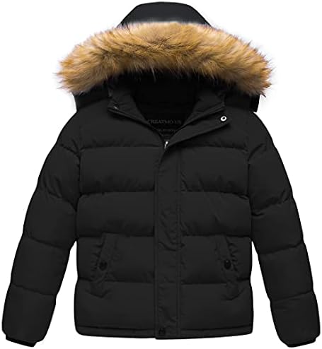 CREATMO US Boys Water Resistant Winter Coat Windbreaker Ski Jacket