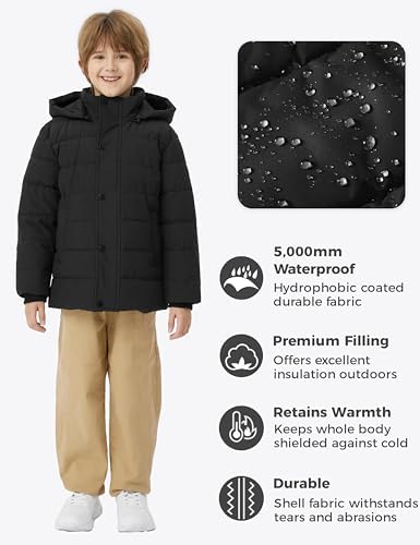 WANTDO Boys Waterproof Puffer Jacket with Hood - Stay warm dry all season long