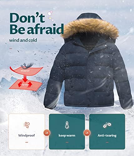 CREATMO US Boys Water Resistant Winter Coats Windbreaker Ski Jacket