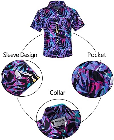 TUNEVUSE Little Big Boys Hawaiian Button Down Shirts and Shorts Sets
