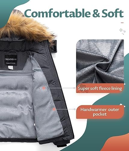 CreateMO US Boys Winter Coats jacket - Durable Wind Water Resistant