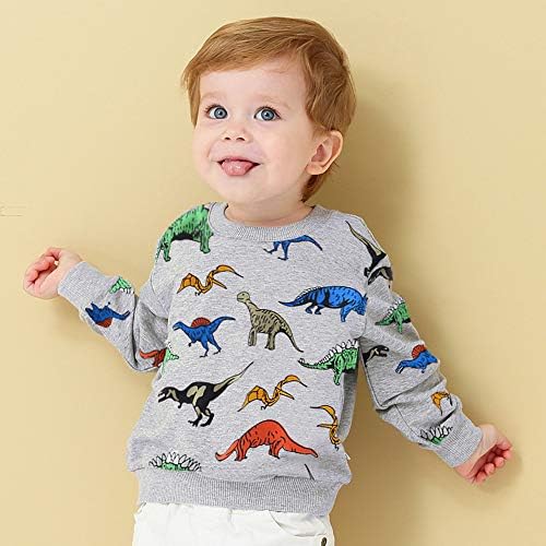 Toddler Boys Sweatshirts with Dinosaur Print and Elephant Trunk Sleeves