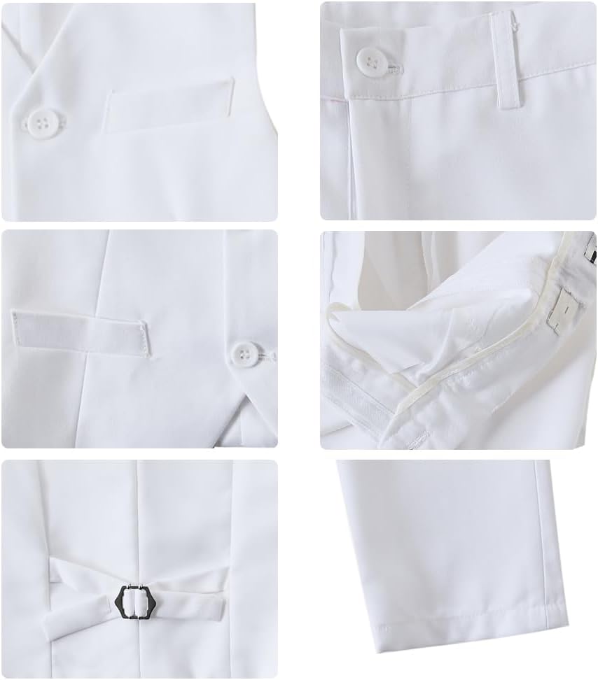 Boys 4 Piece Formal Suit Set Vest Pants Shirt Tie