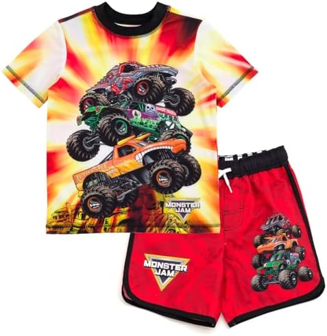 Monster Jam UPF 50 Toddler Boys Swim Outfit Set