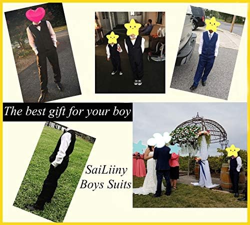 Boys 4 Piece Formal Suit Set Vest Pants Shirt Tie