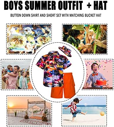 boys Hawaiian Shirt Short Set Bucket Hat