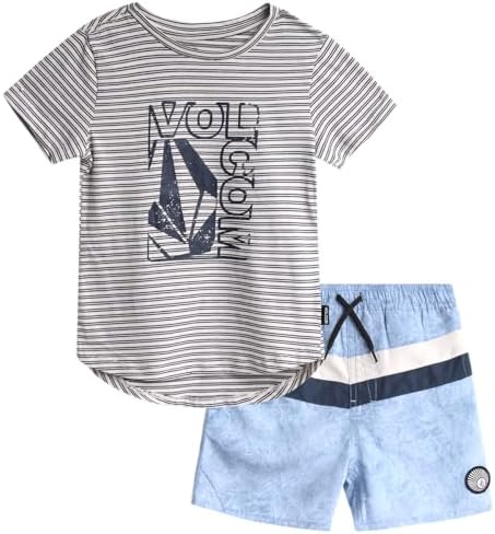Volcom Boys Swimwear Set - Rash Guard and Board Shorts 2T-7