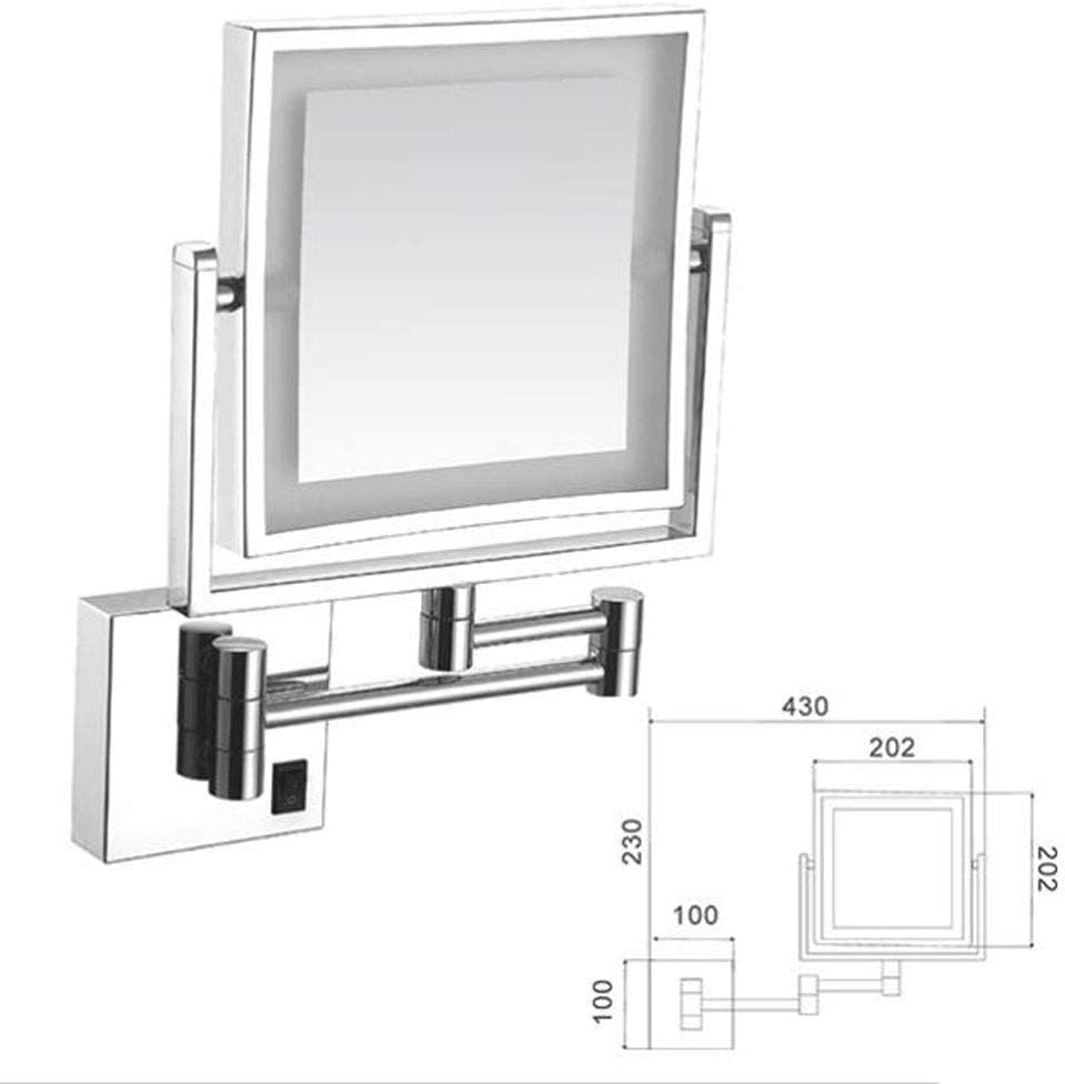 Makeup Master Double-Side Square Telescoping LED Makeup Mirror Mirror_room