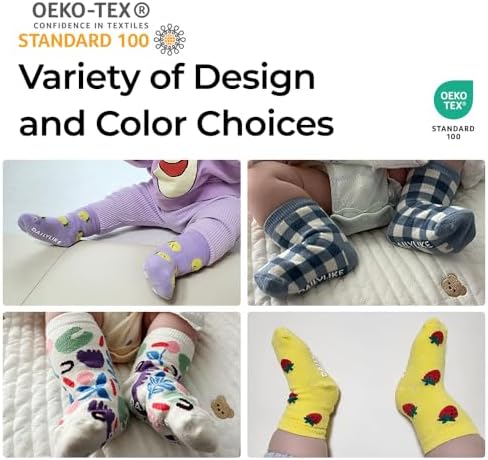 Dailylike Anti-Slip Grip Socks for Babies and Kids 6 Pairs