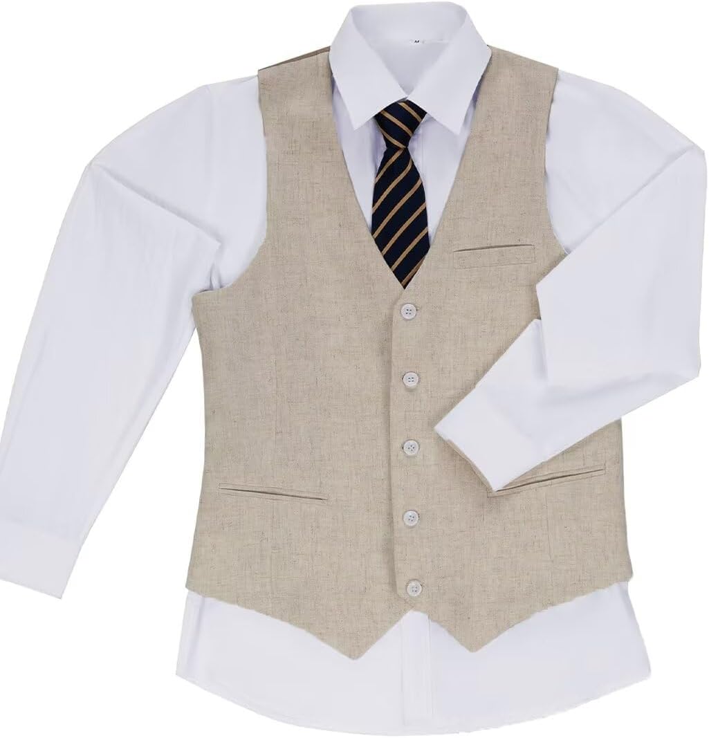 Tesscy Boys Linen Shorts Suit Charming and Comfortable for Summer