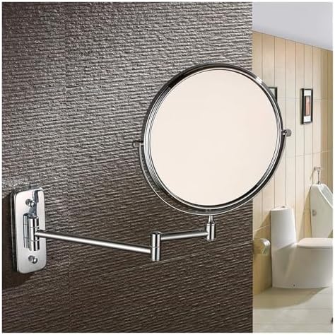 8 Inch Double Sided Lighted Makeup Mirror with Swivel Arm and Magnification