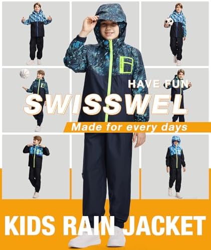 SWISSWELL Kids Rain Jacket Waterproof for School