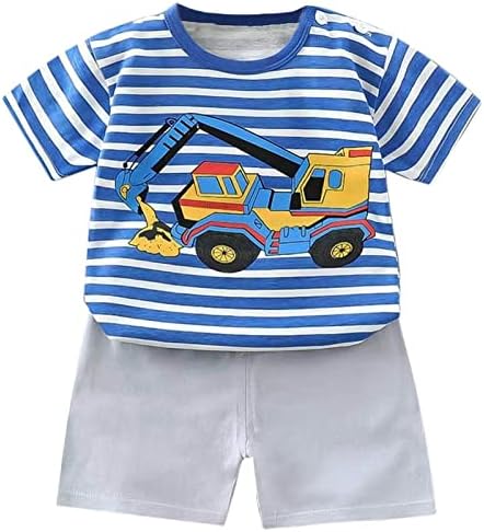 Striped Cartoon Car Boy T-Shirt Shorts Outfit 2025