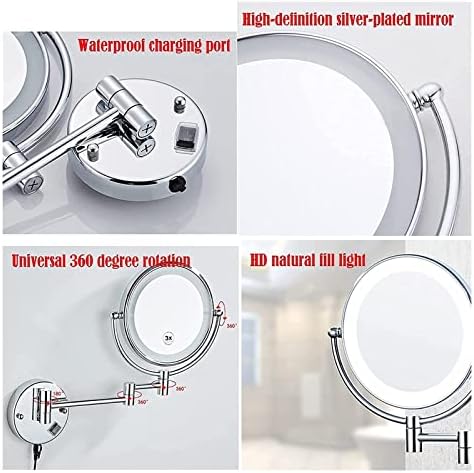 Magnifying Wall Mirror with LCD Lights