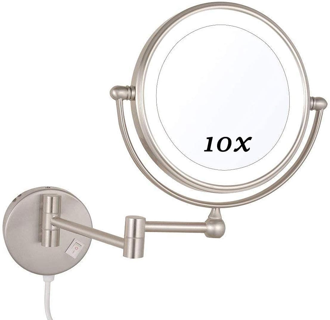 Wall-Mounted Makeup Mirror 360-Degree Rotation for Cosmetics and Grooming