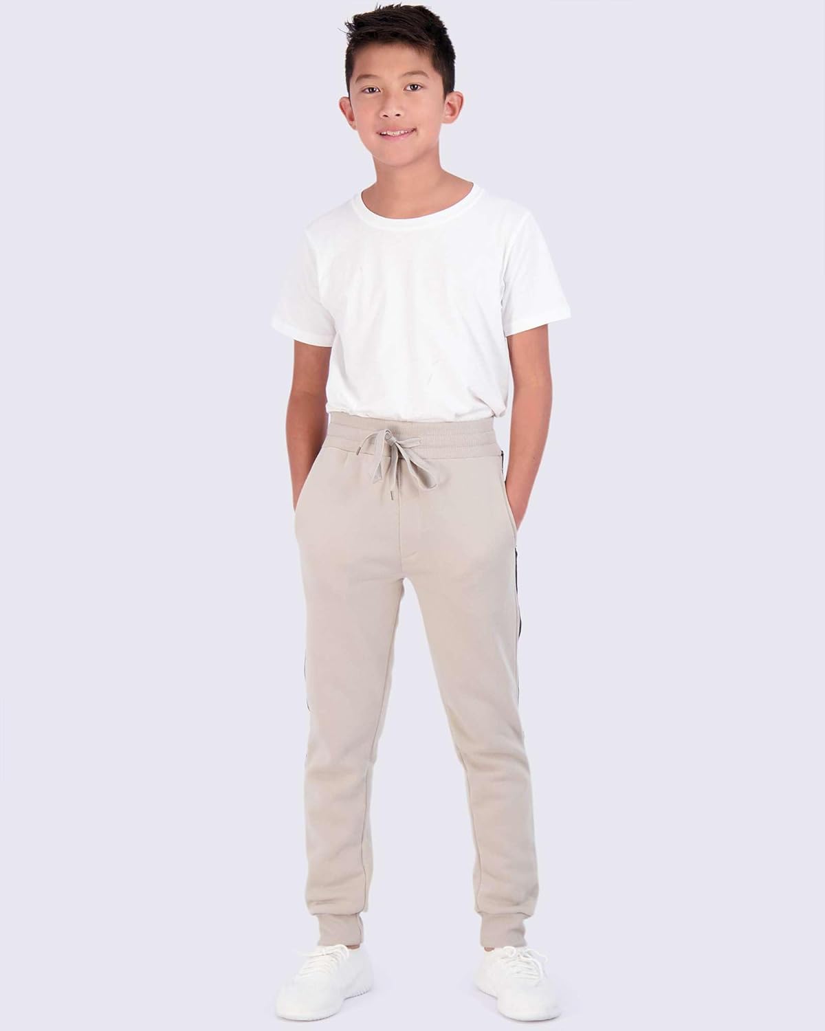 Real Essentials Boys Cotton Active Fleece Jogger Sweatpants Comfortable Stylish 3-Pack