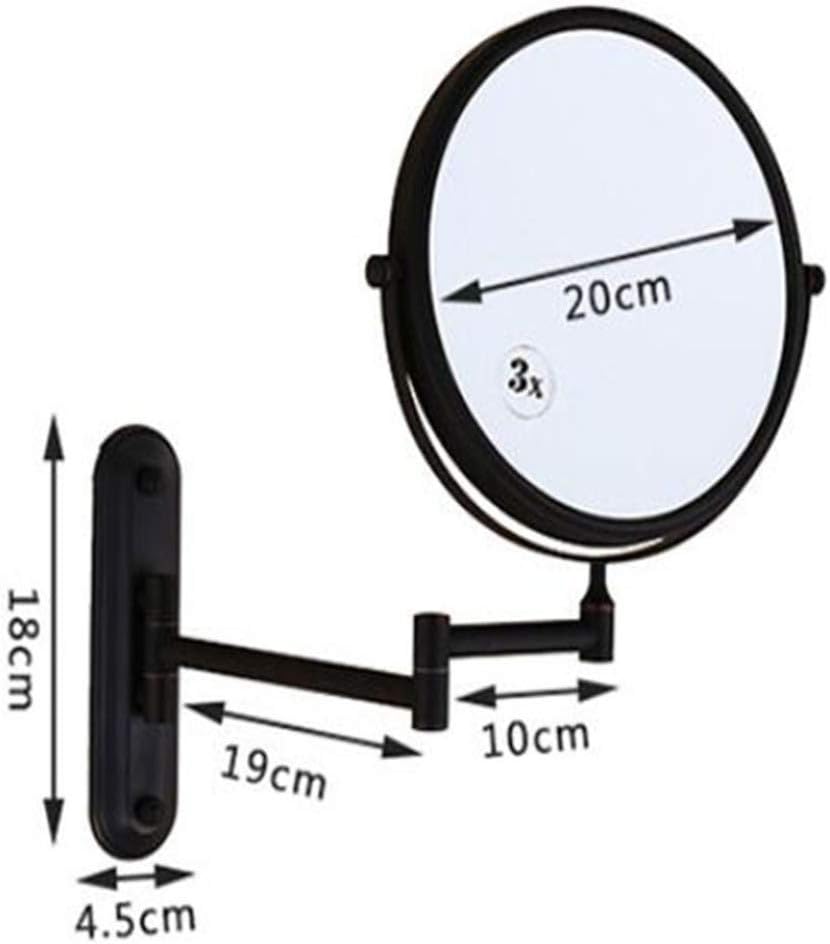 LCARY Two-Sided Wall Mounted Makeup Mirror 3X Magnification 360Swivel Extendable Black
