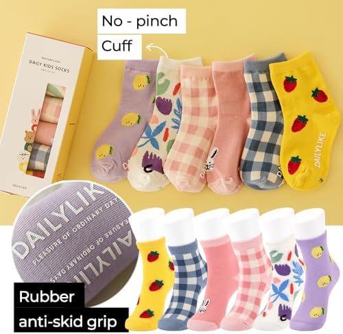 Dailylike Anti-Slip Grip Socks for Babies and Kids 6 Pairs