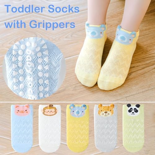 5-Piece Non-Slip Animal Socks for Kids