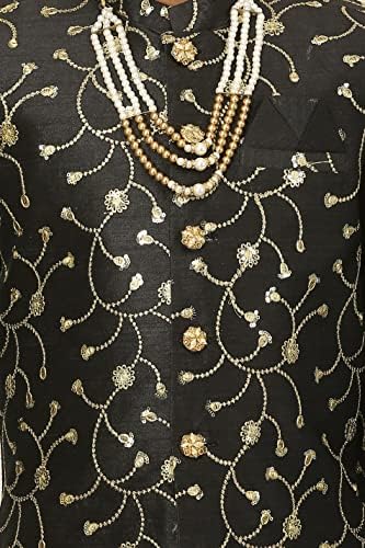 AHHAAAA Kids Ethnic Banarasi Silk Kurta and Pajama Set for Boys
