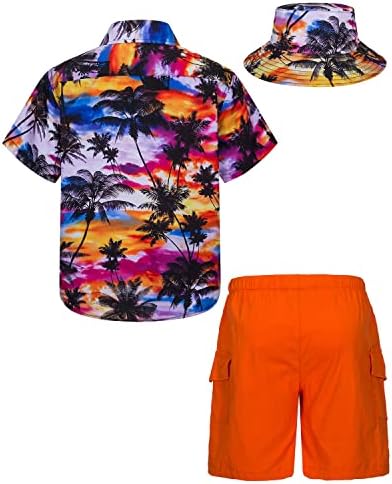 boys Hawaiian Shirt Short Set Bucket Hat