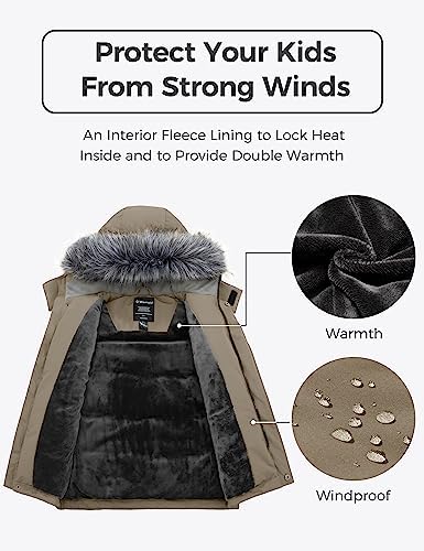 Wantdo Boys Winter Coated Fleece Jacket