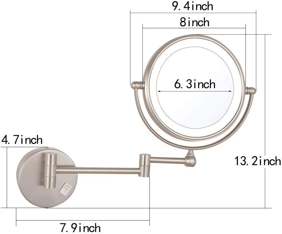 Wall-Mounted Makeup Mirror 360-Degree Rotation for Cosmetics and Grooming