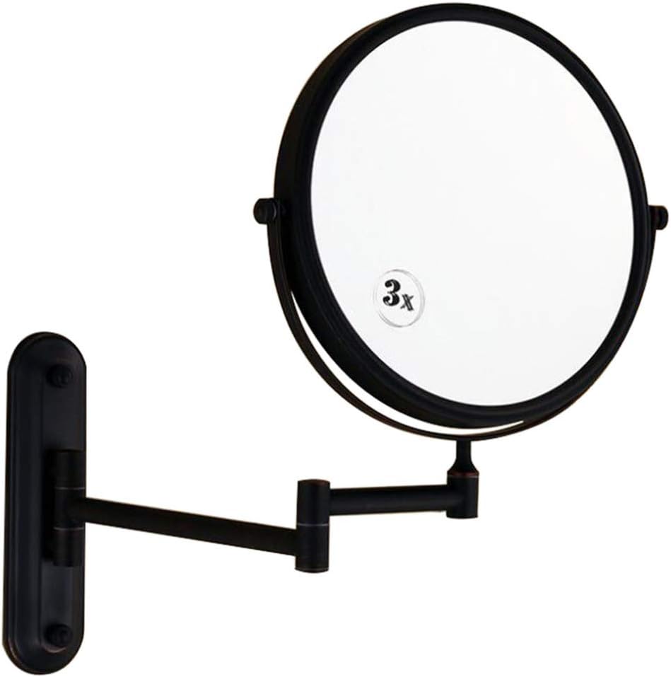 LCARY Two-Sided Wall Mounted Makeup Mirror 3X Magnification 360Swivel Extendable Black