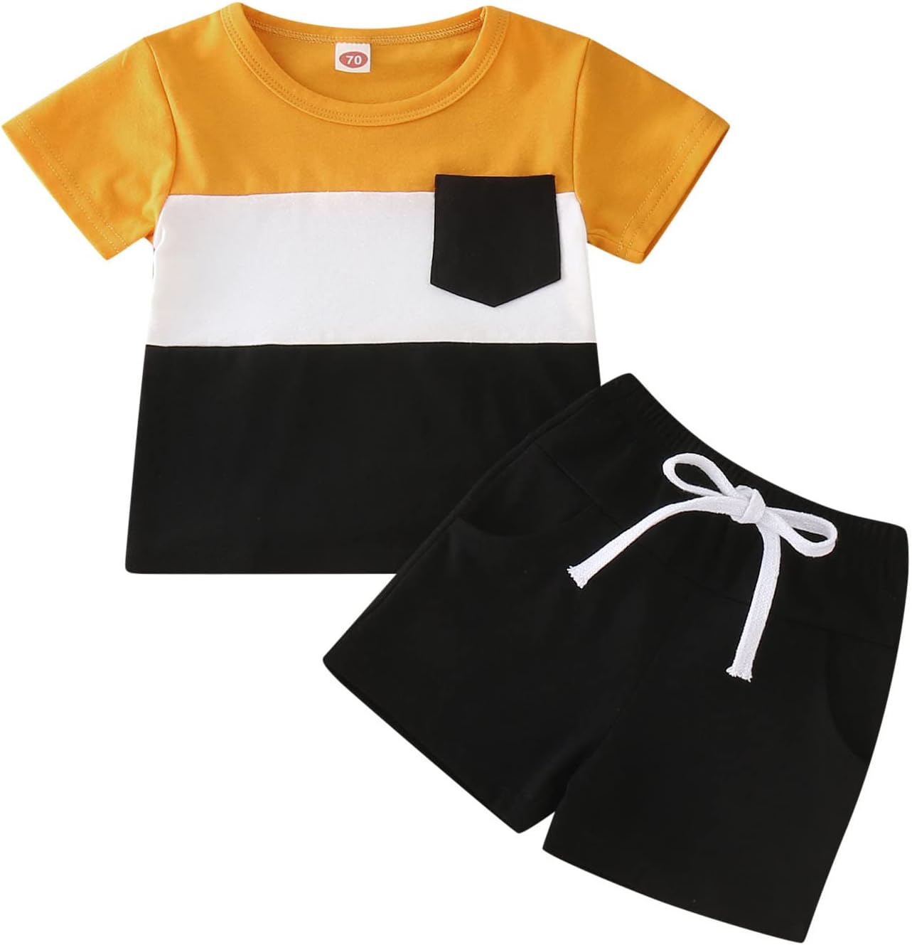 Patchwork Pocket Tops Shorts for Boys