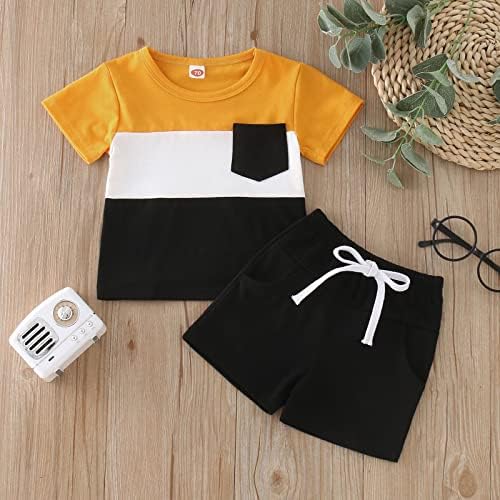 Patchwork Pocket Tops Shorts for Boys