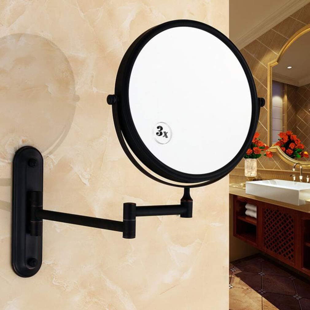 LCARY Two-Sided Wall Mounted Makeup Mirror 3X Magnification 360Swivel Extendable Black
