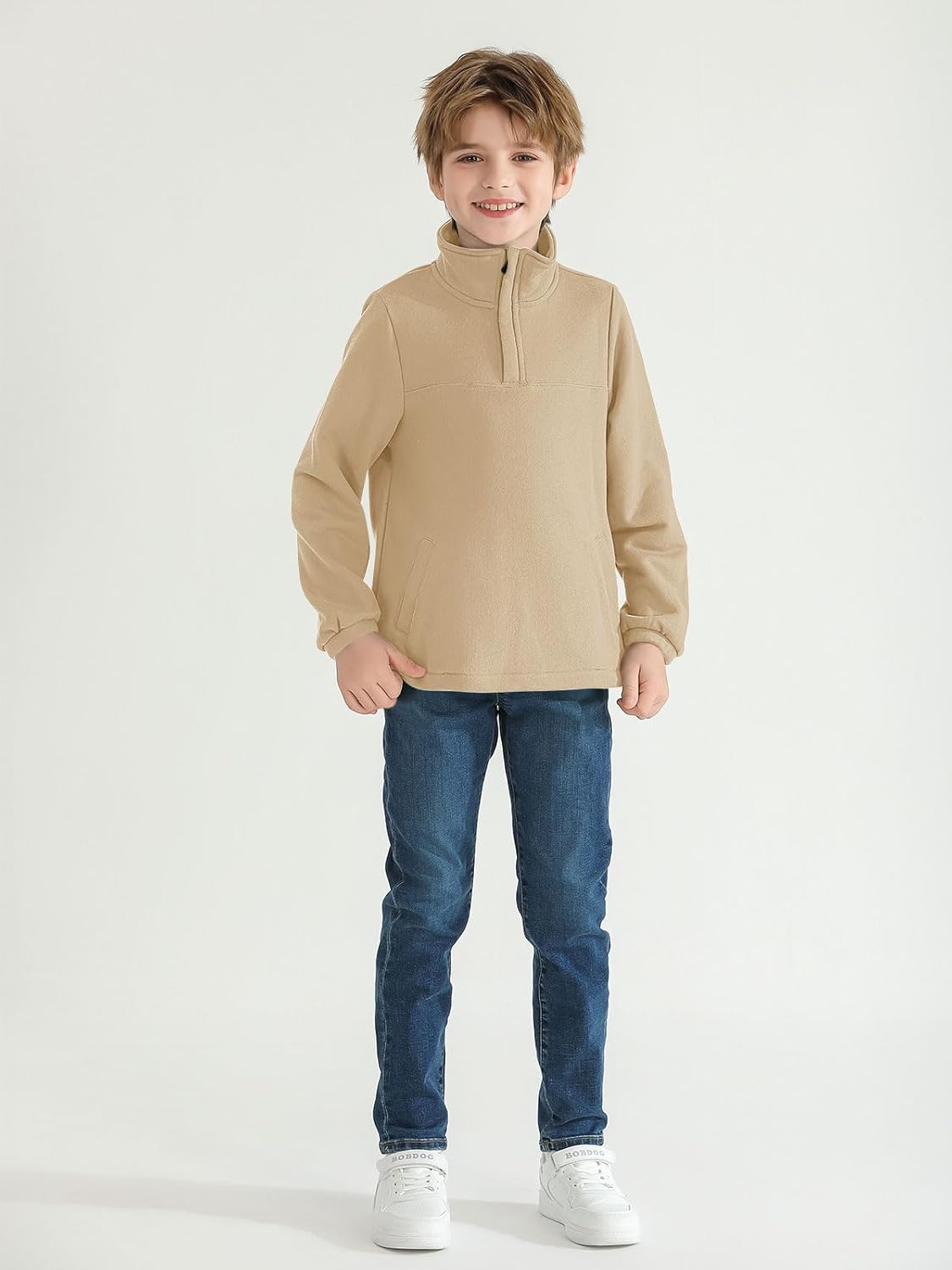 Warm Stylish Boys Fleece Mock Neck Pullover
