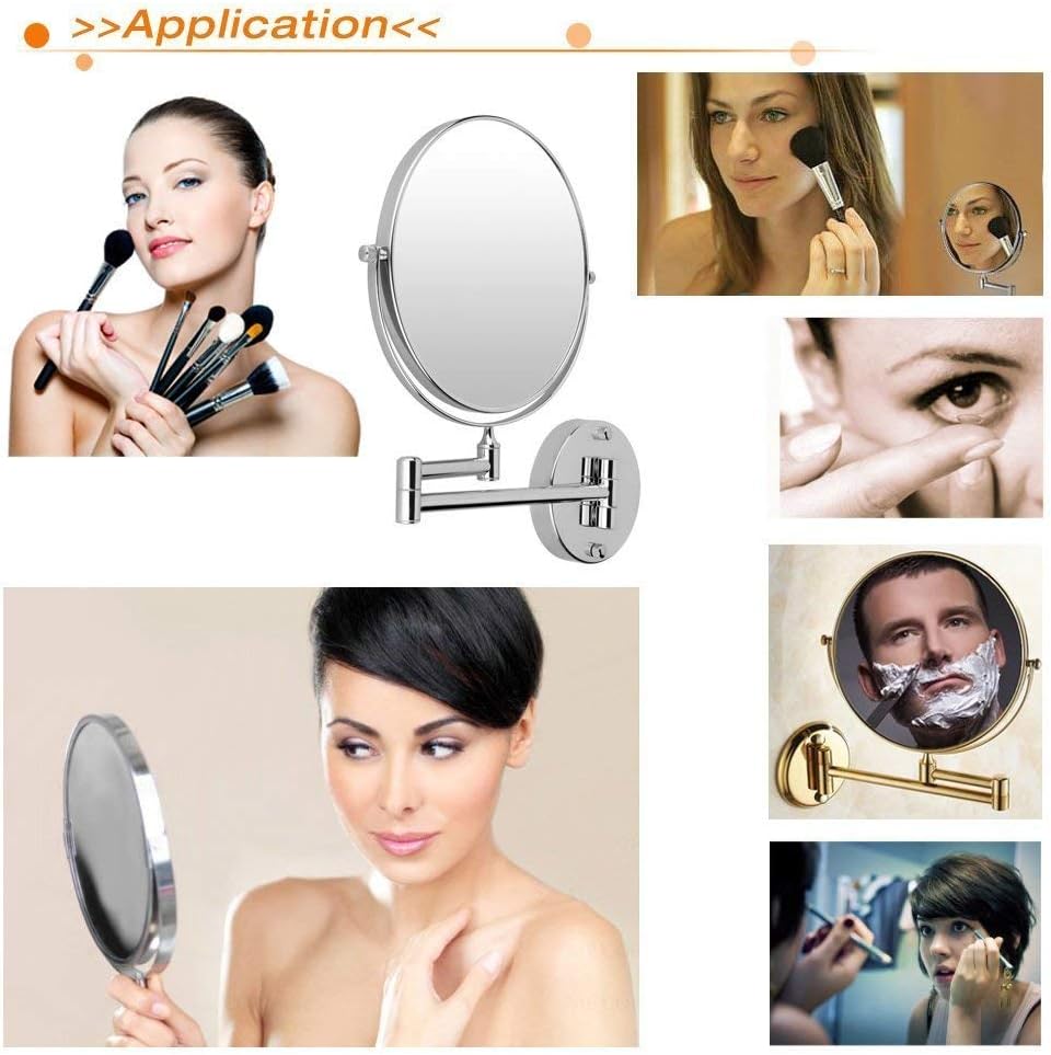 Wall-Mounted 360-Degree Swivel Makeup Mirror 3X Magnification 8in LCARY