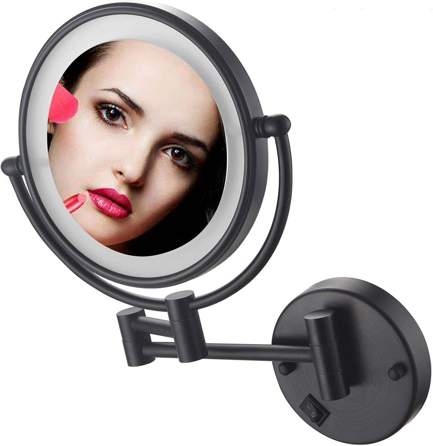 10x MakeUp Mirror Swivel Wall-Mounted Dual-Side compact Black Vanity