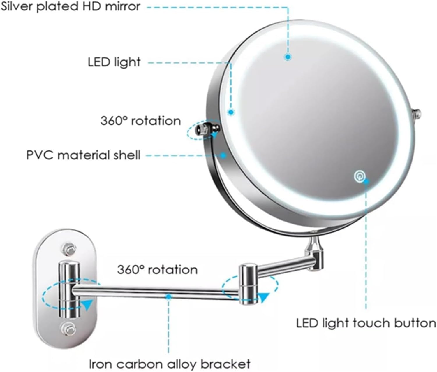 Chic Wall-Mounted Makeup Mirror with LED Light