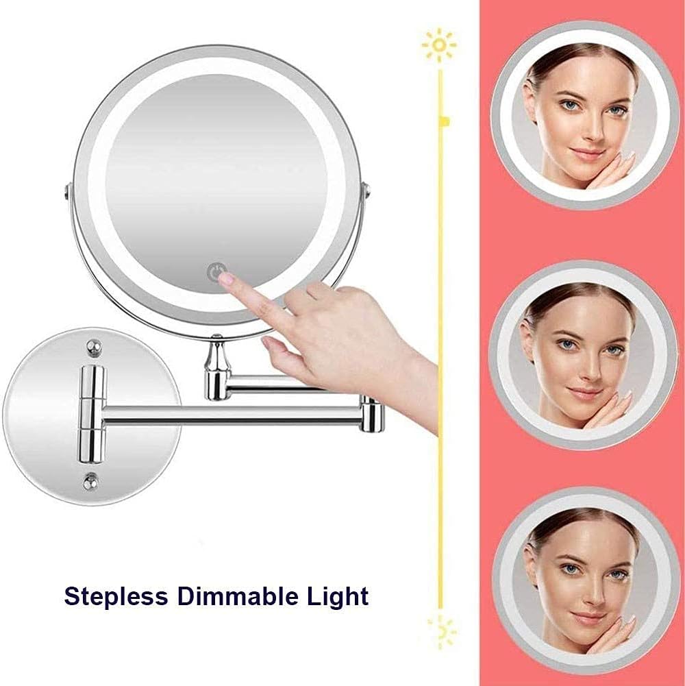 FUDGIO 7-inch Makeup Mirror with 10x Magnification 360-Degree Swivel Rotation