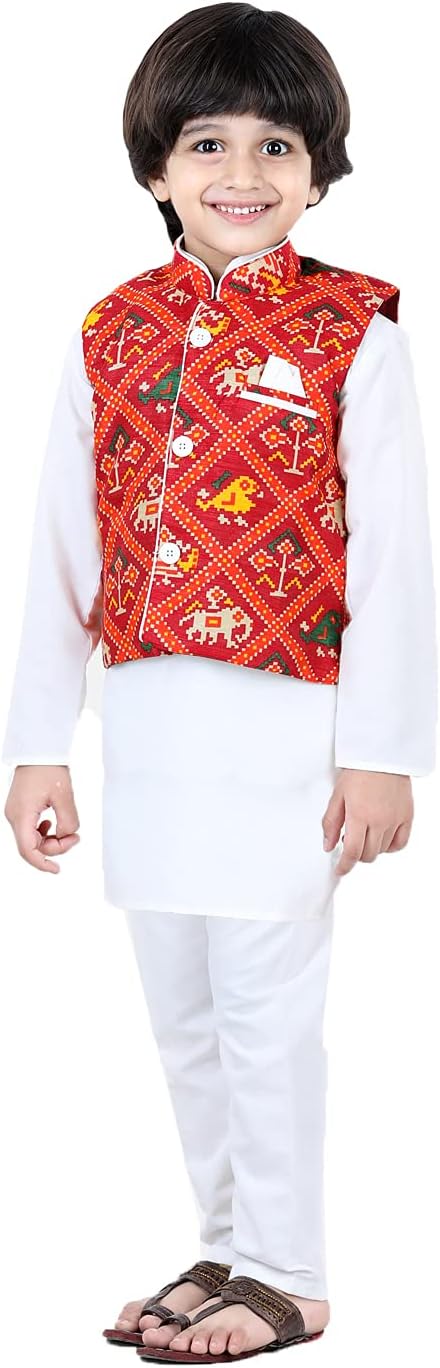Stylish 3-Piece Ethnic Set for Kids - Boys Kurta Pyjama Jacket