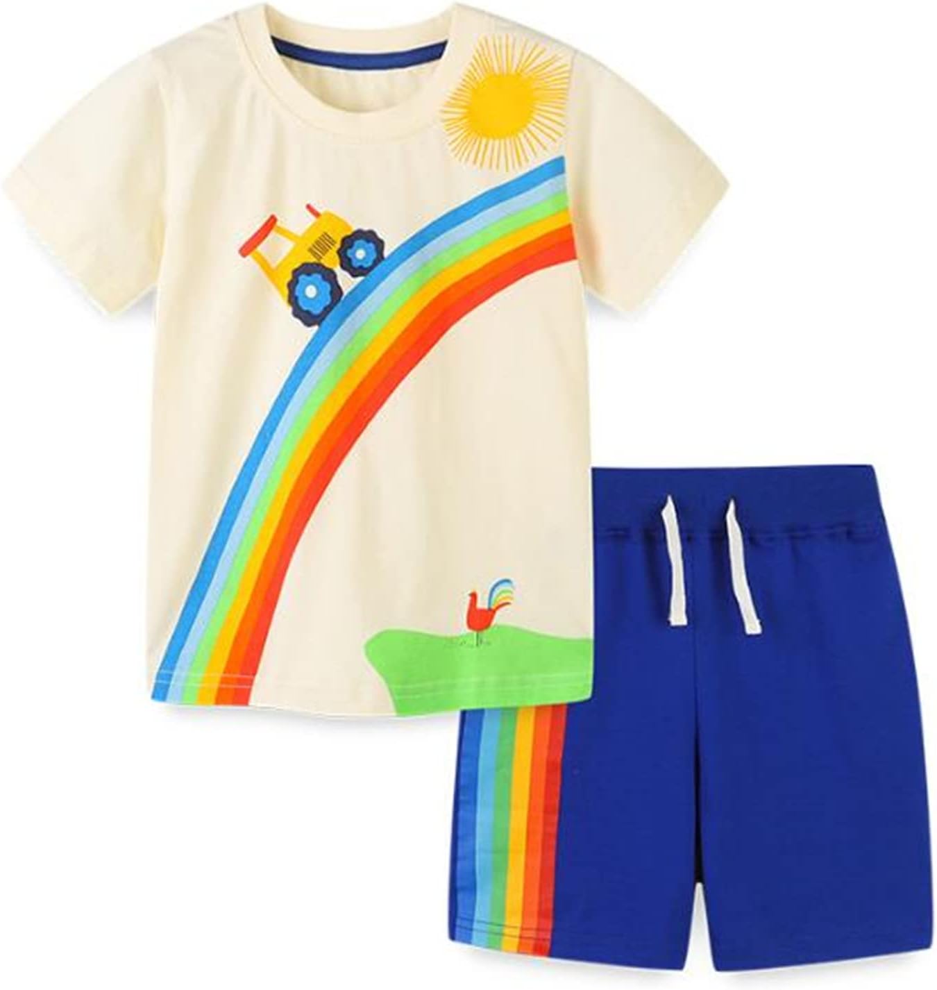 Warmstraw toddler boys short sets Machine Washable Cotton Set