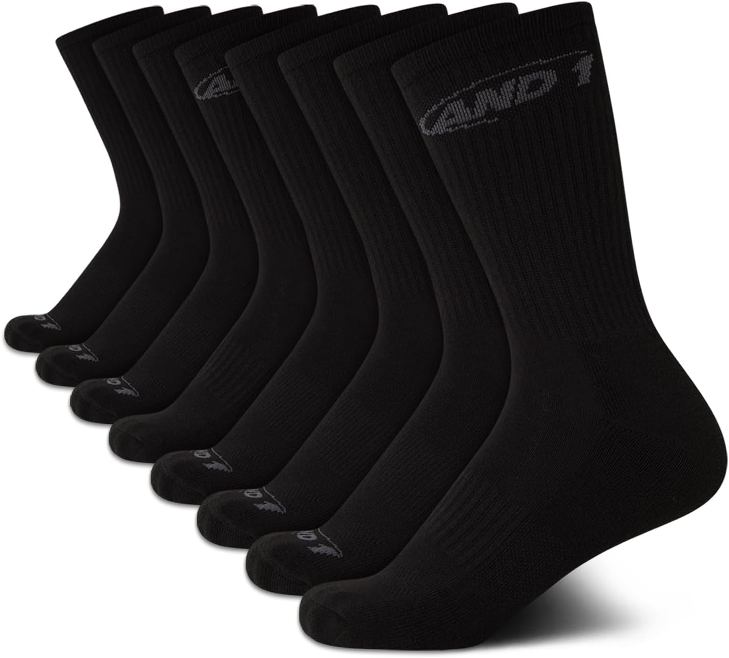 AND1 Boys Crew Socks 8 Pack Soft Athletic Mid Calf
