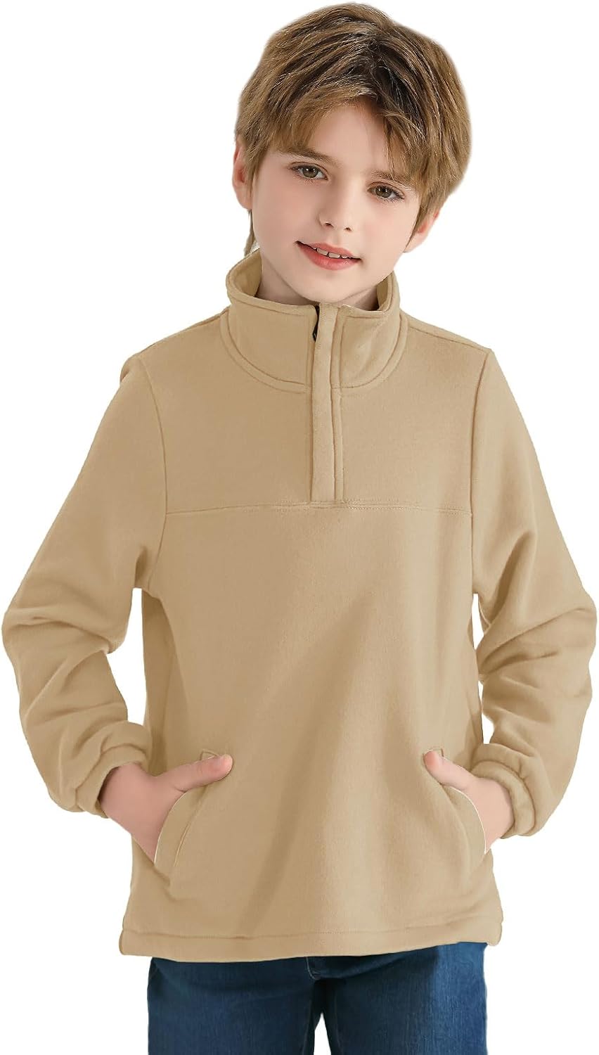 Warm Stylish Boys Fleece Mock Neck Pullover