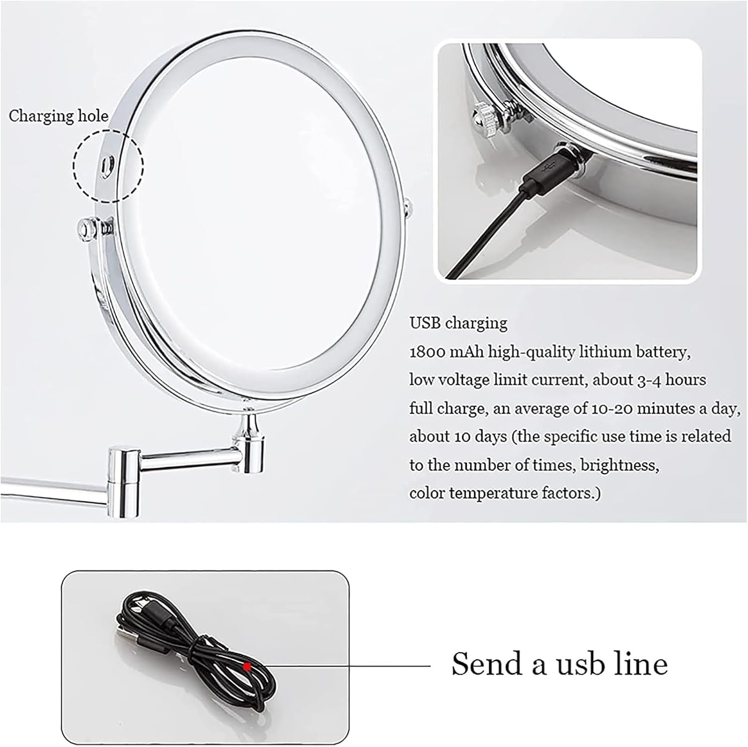 Chic Wall-Mounted Makeup Mirror with LED Light
