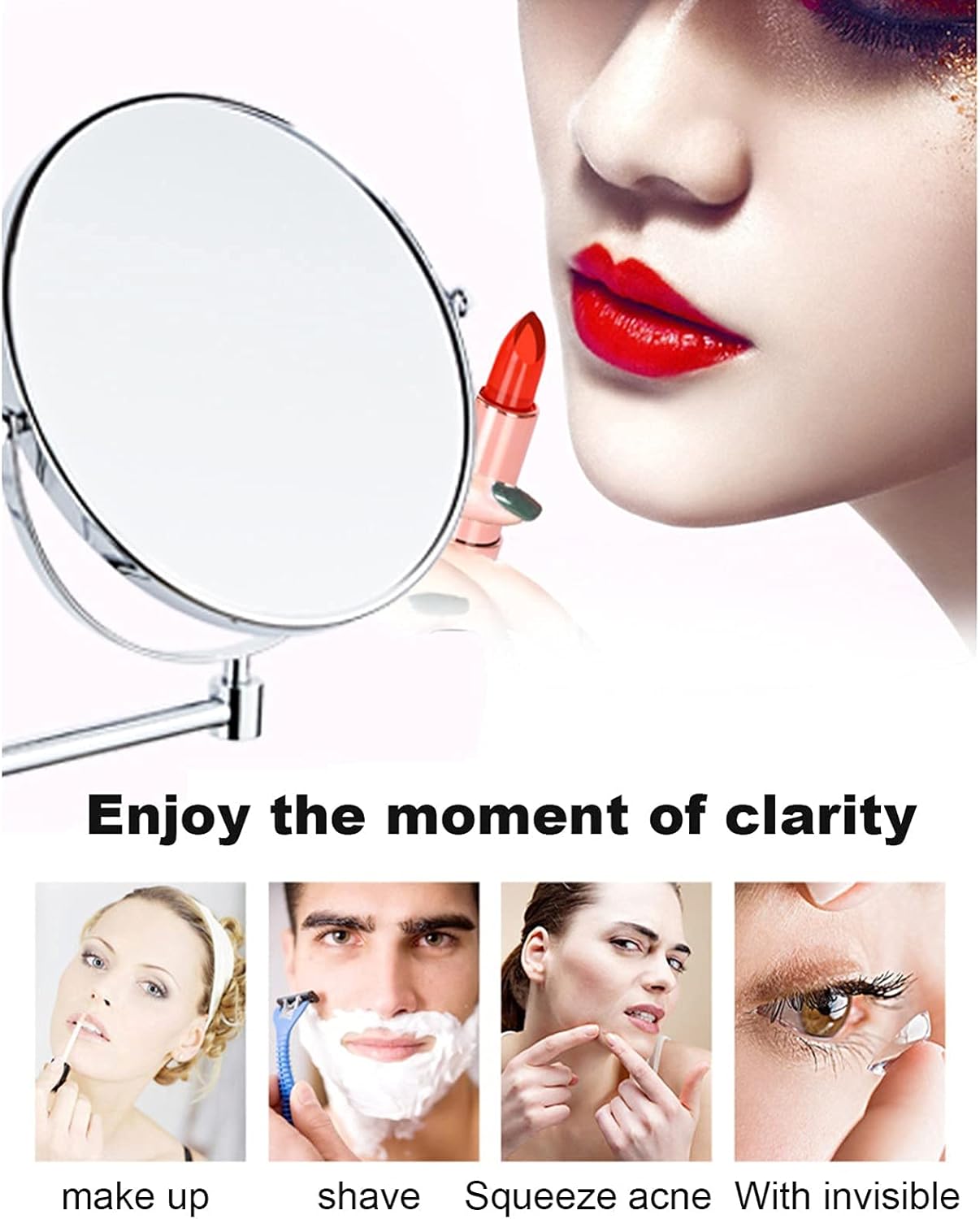 DEIHGE Magnification Wall Mounted Makeup Mirror - Double Sided 360 Swivel Foldable