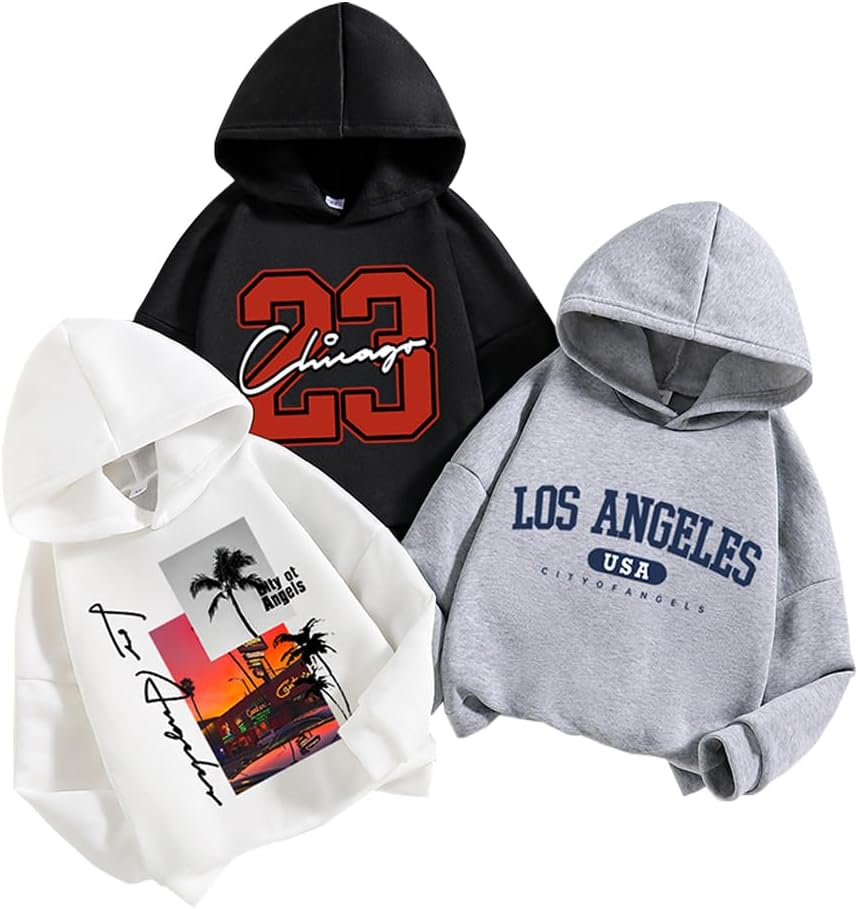 Toddler Boys Hoodies 3 Pack Alphabet Print Sweatshirts