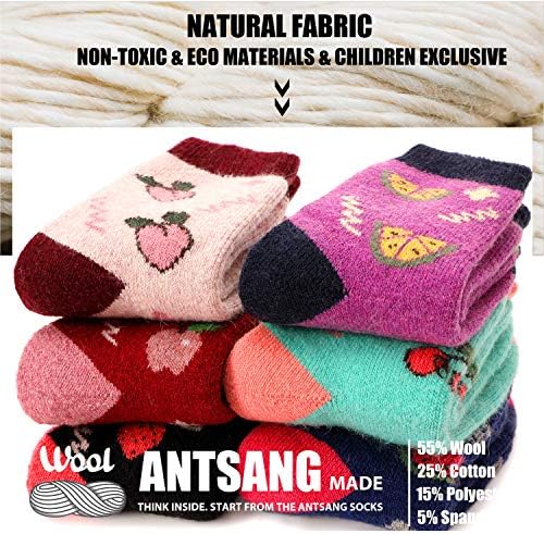 ANTSANG Kids Merino Wool Socks for Boys Girls Warm Stretchy and Durable