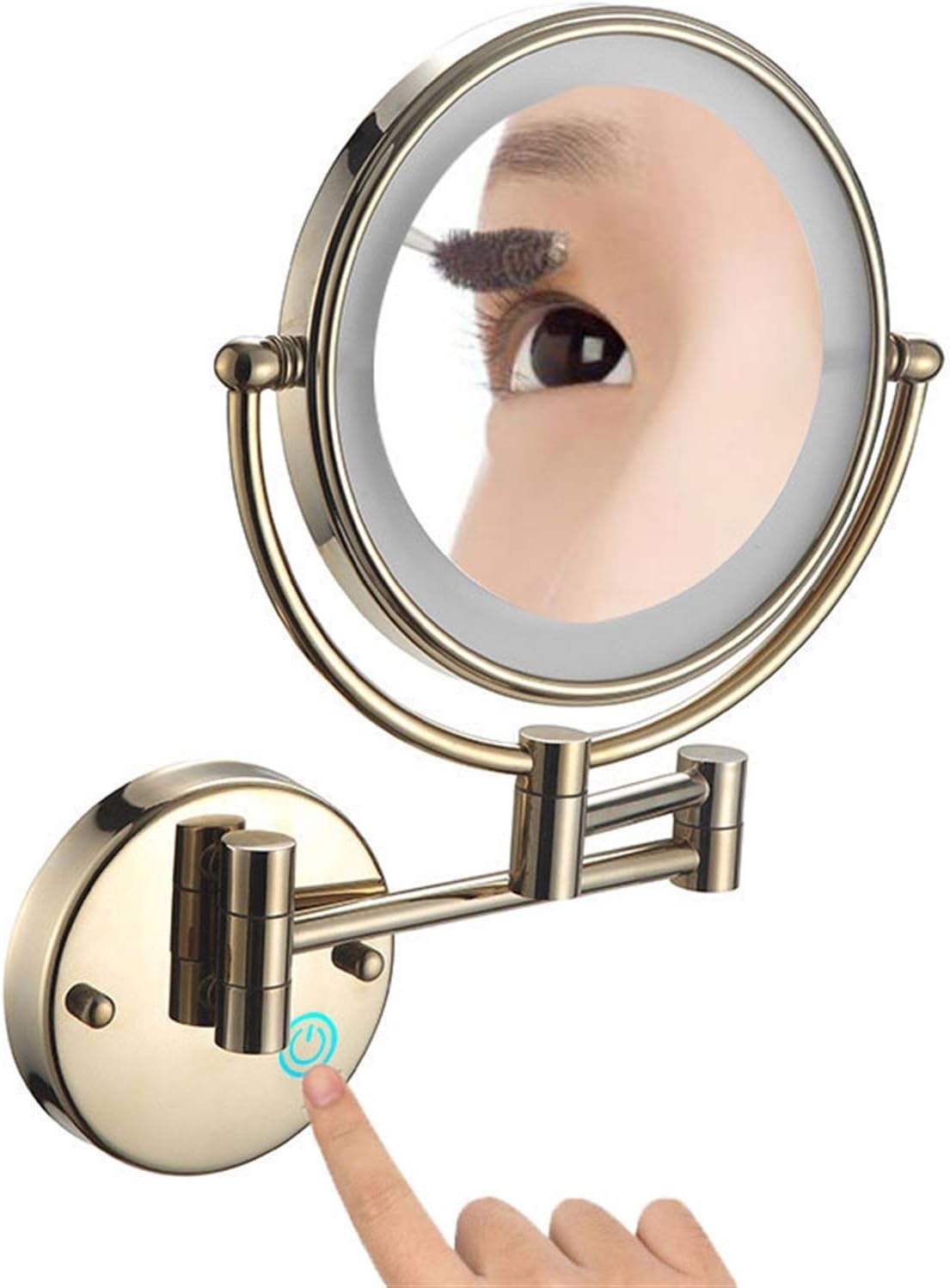 FUDGIO Extendable Makeup Mirror Gold 8 Inch 3x Magnification