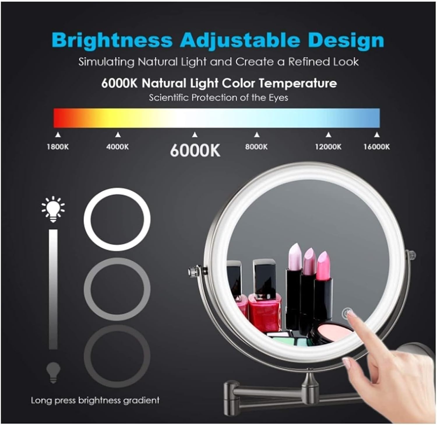 Chic Wall-Mounted Makeup Mirror with LED Light